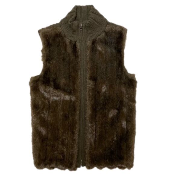 I.N.C International Concepts Faux Fur Brown Vest - Picture 1 of 4